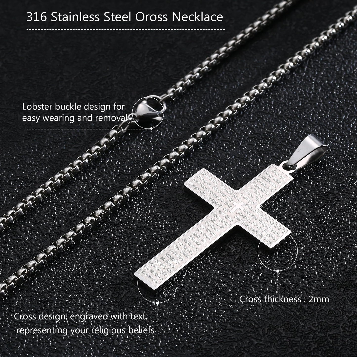 🙏"Lord's Prayer" Necklace with Scribbled Cross🕊️