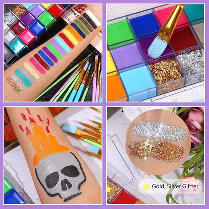 Face and Body Oil Paint Palette - Halloween Makeup Kit