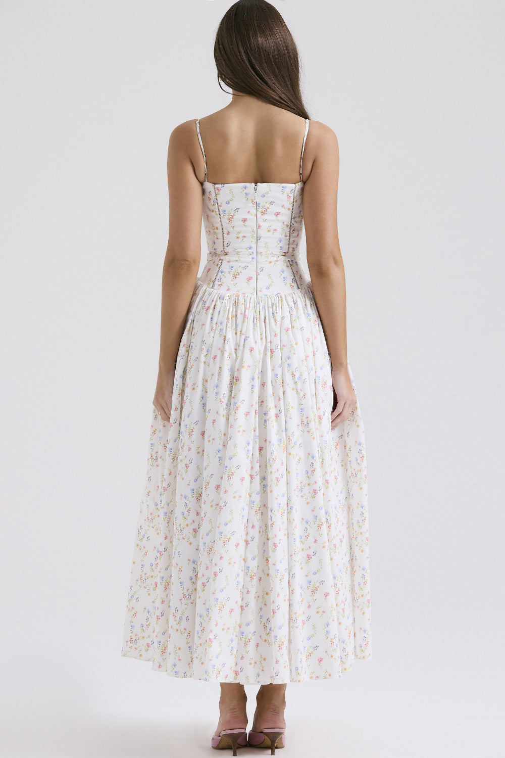 Elegant Strapless Floral Dress👗