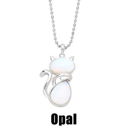 Natural Stone Cat Pendant