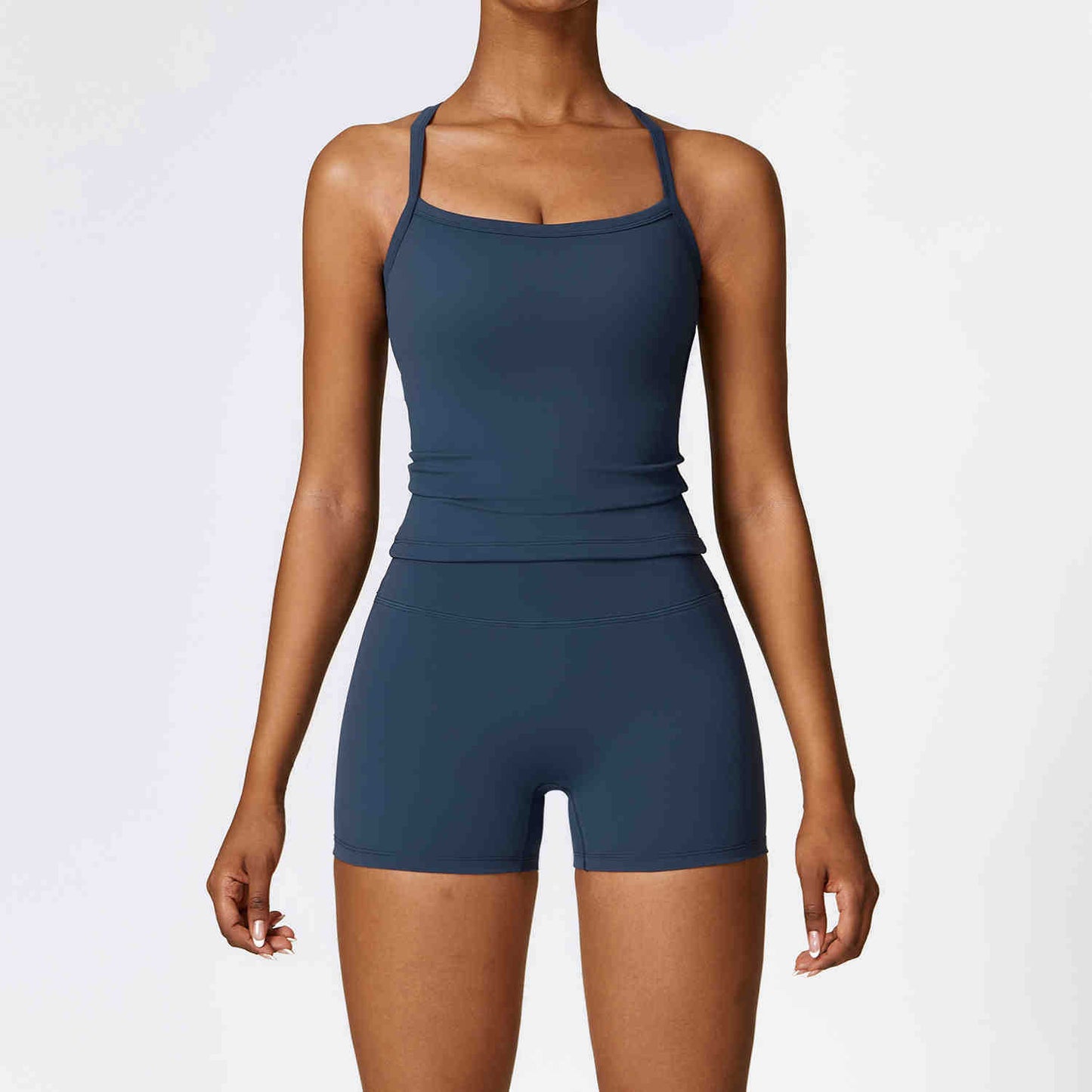 Two Pieces Women's Solid Backless Tracksuit Set