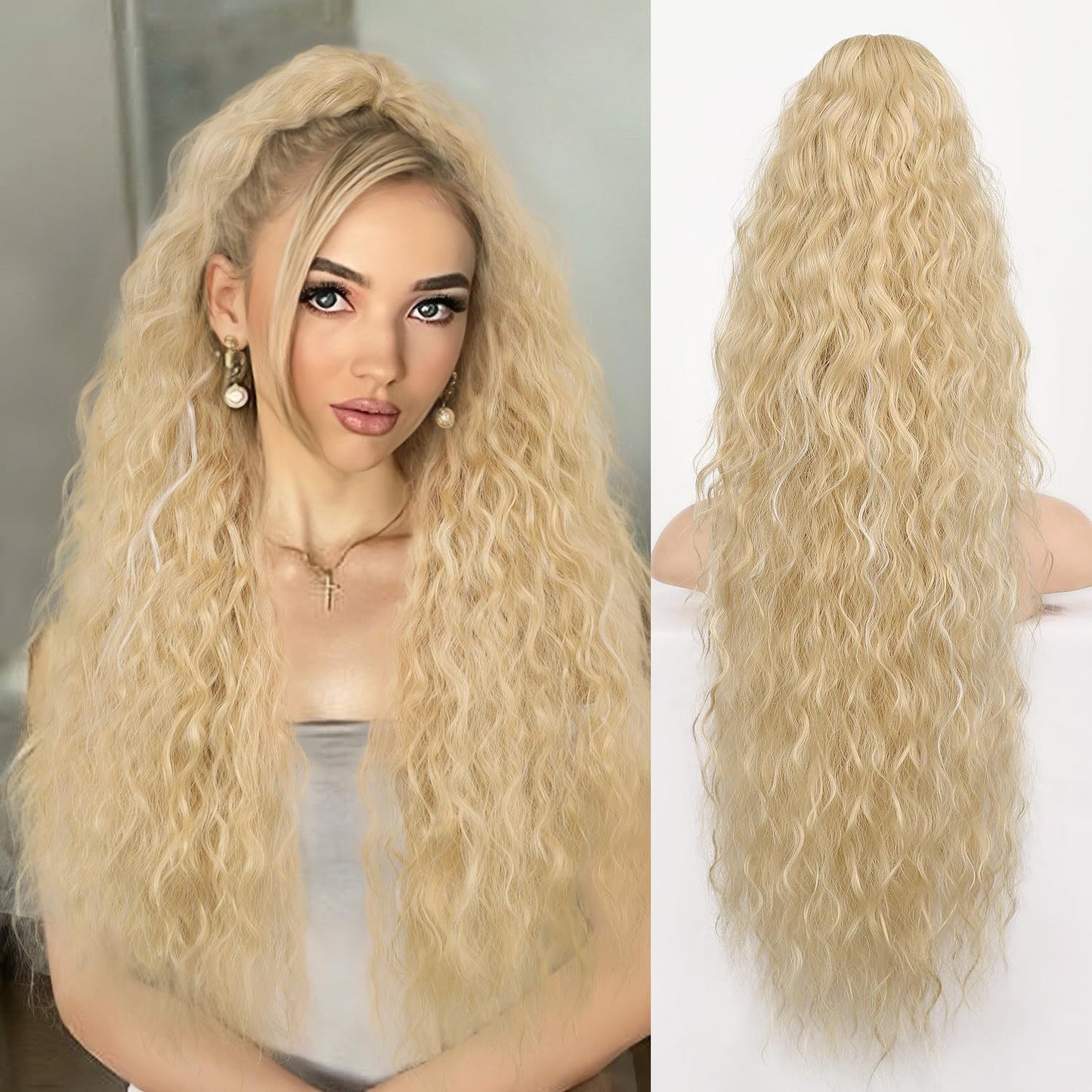 30-Inch Long Wavy Curly Hair False Ponytail