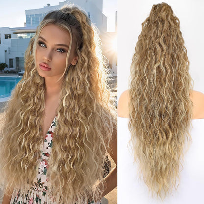 30-Inch Long Wavy Curly Hair False Ponytail
