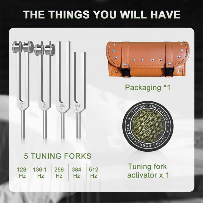 🙂Resonance Tuning Forks for Healing Set - Weighted & Unweighted Tuning Fork Set Including 128Hz, 136Hz, 256Hz, 384Hz