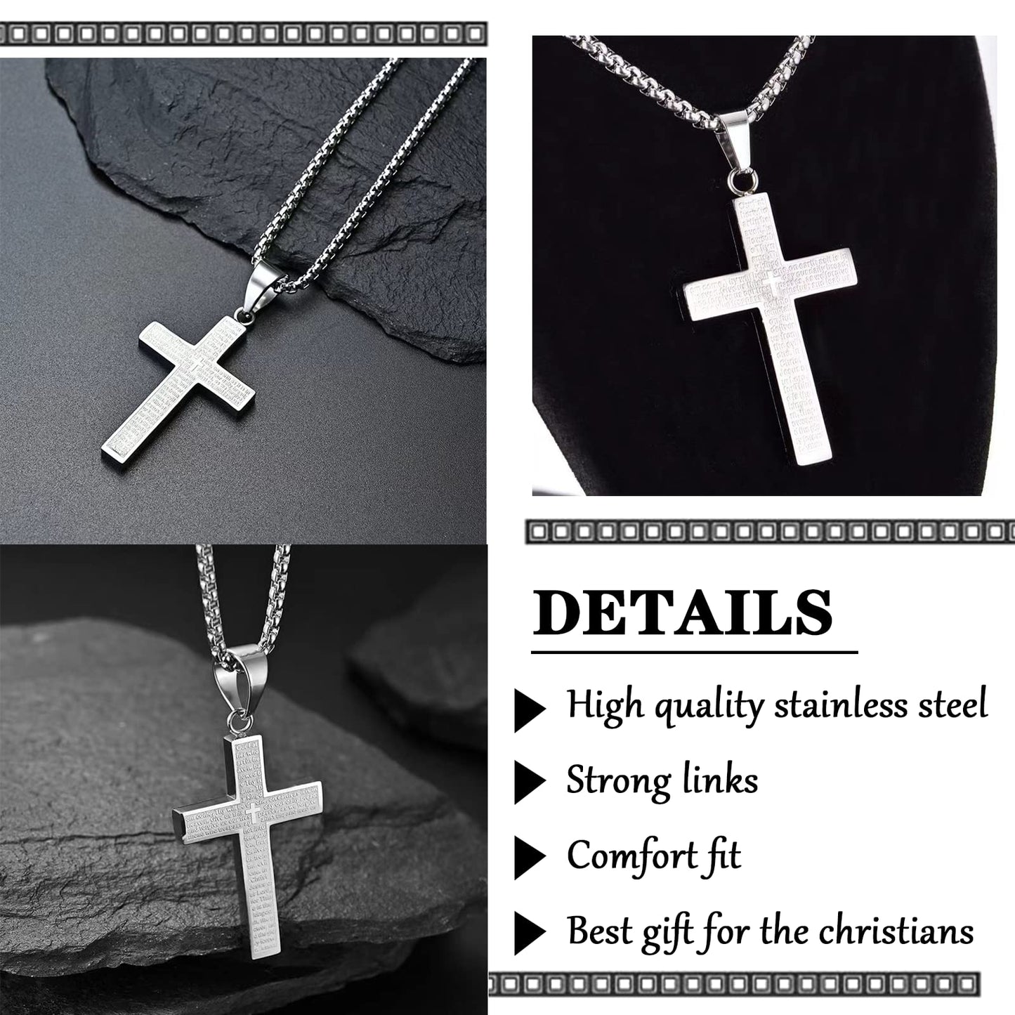 🙏"Lord's Prayer" Necklace with Scribbled Cross🕊️