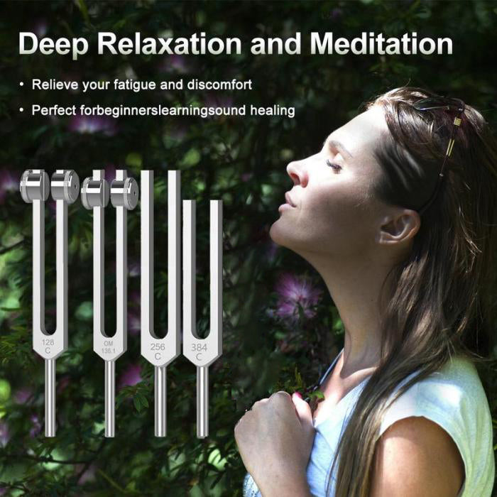 🙂Resonance Tuning Forks for Healing Set - Weighted & Unweighted Tuning Fork Set Including 128Hz, 136Hz, 256Hz, 384Hz