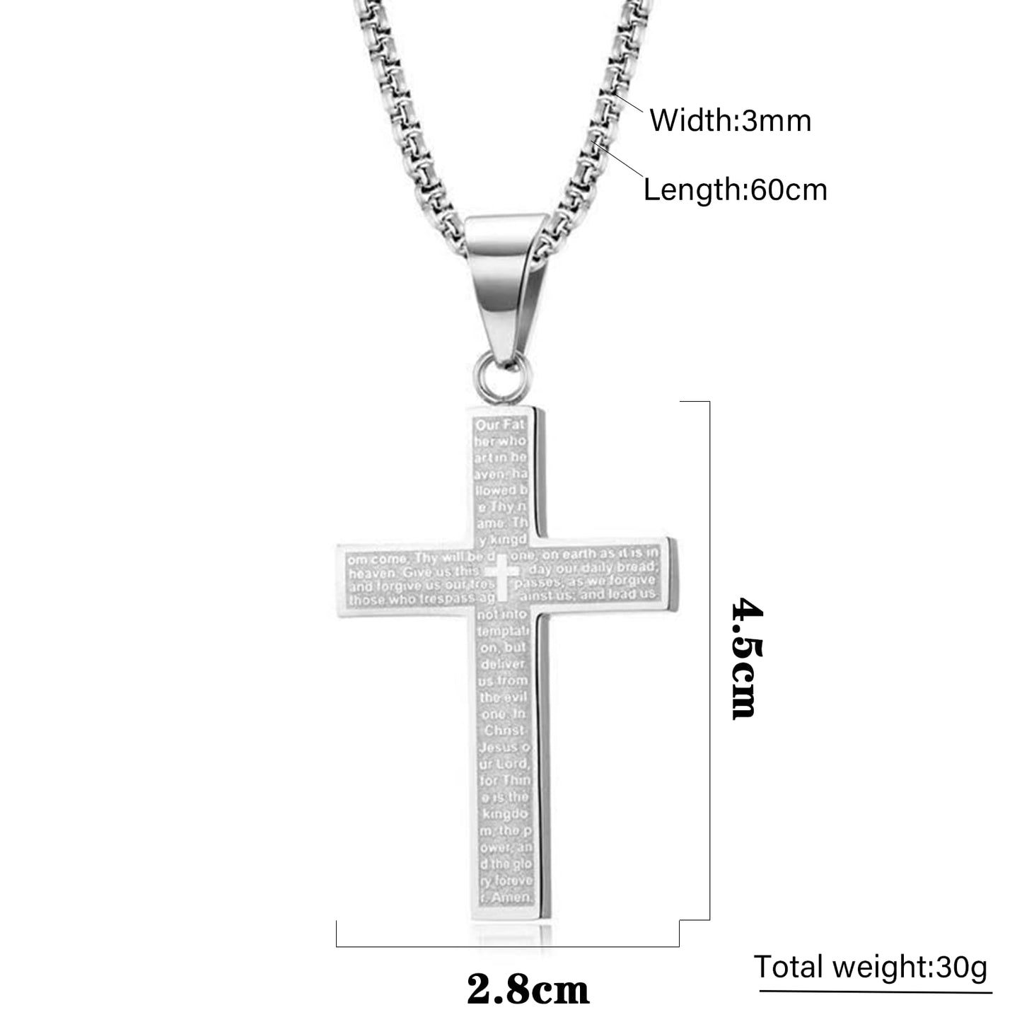 🙏"Lord's Prayer" Necklace with Scribbled Cross🕊️