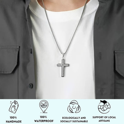 🙏"Lord's Prayer" Necklace with Scribbled Cross🕊️
