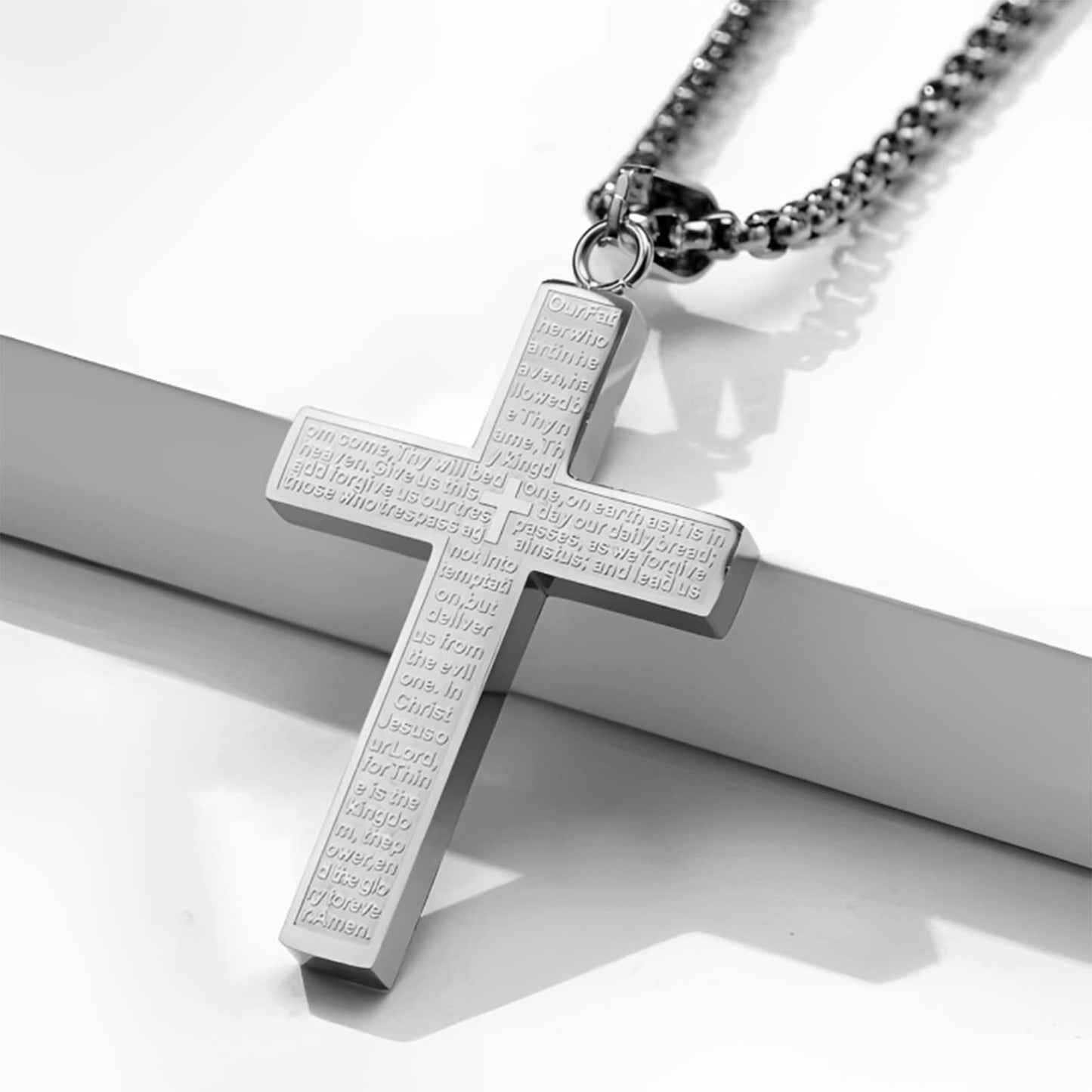 🙏"Lord's Prayer" Necklace with Scribbled Cross🕊️