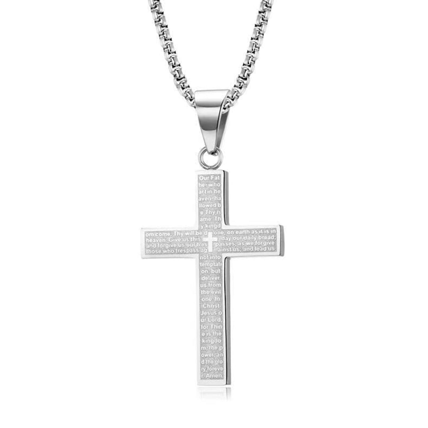 🙏"Lord's Prayer" Necklace with Scribbled Cross🕊️