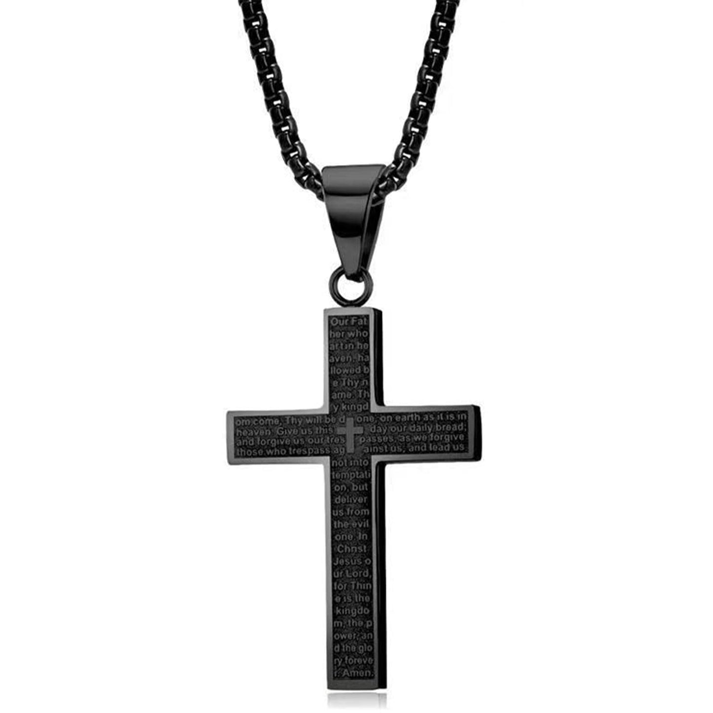 🙏"Lord's Prayer" Necklace with Scribbled Cross🕊️