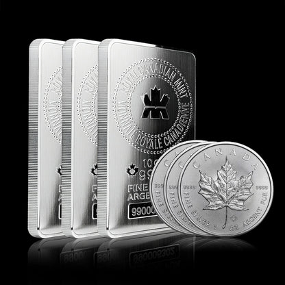 The Ultimate Canadian Silver Duo-10 Oz  Silver Bar + 1 Oz Silver Coin