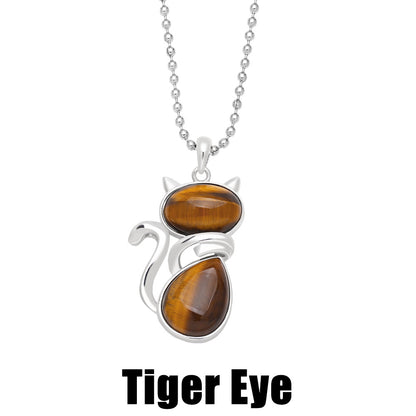 Natural Stone Cat Pendant