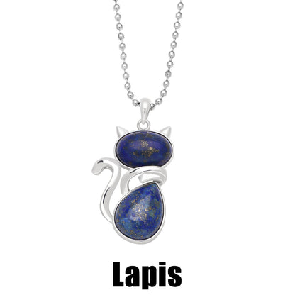Natural Stone Cat Pendant