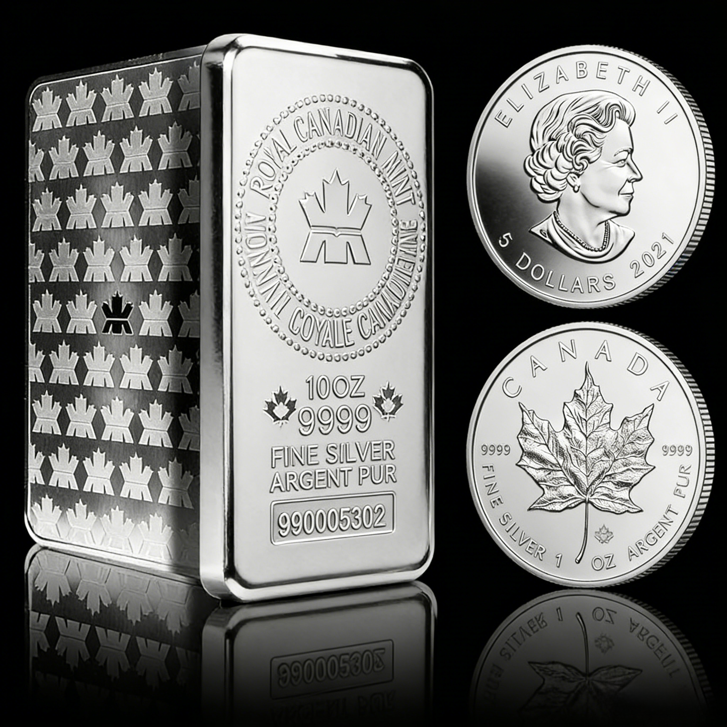 The Ultimate Canadian Silver Duo-10 Oz  Silver Bar + 1 Oz Silver Coin