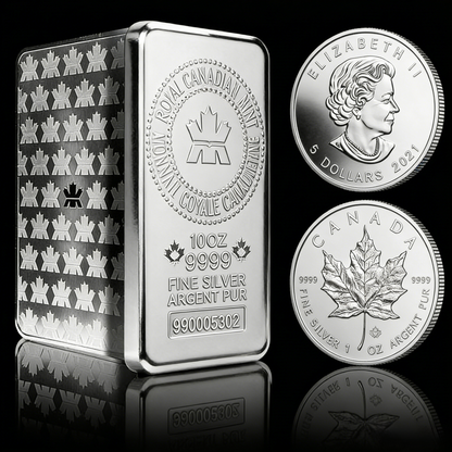 The Ultimate Canadian Silver Duo-10 Oz  Silver Bar + 1 Oz Silver Coin