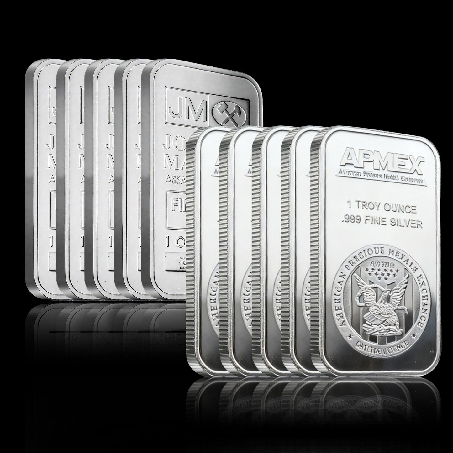 APMEX & Johnson Matthey Silver Bar Set: 2 oz .999 Pure Silver