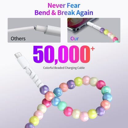 🔥 Beaded Charging Cords 🌈 Fit for all device USBC & Lightening or 2-in-1 data line Compatible ✨