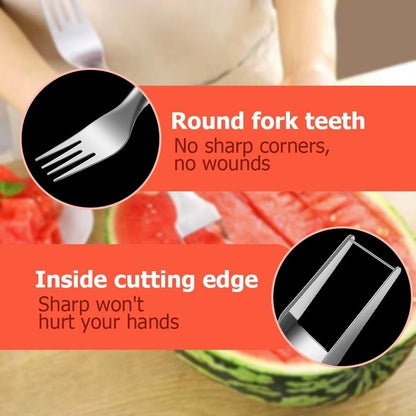 🔥🍉 Watermelon Fork Slicer, 2-in-1 Stainless Steel Fruit Cutter 😍