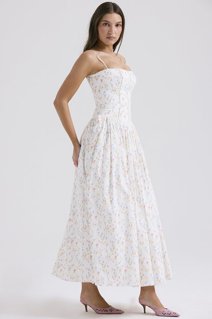 Elegant Strapless Floral Dress👗