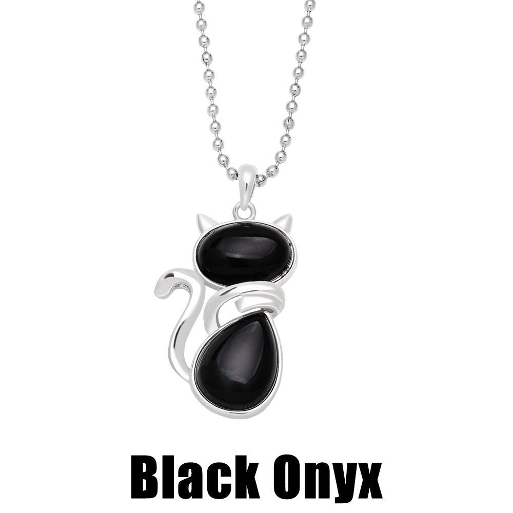 Natural Stone Cat Pendant