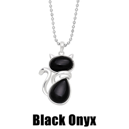 Natural Stone Cat Pendant