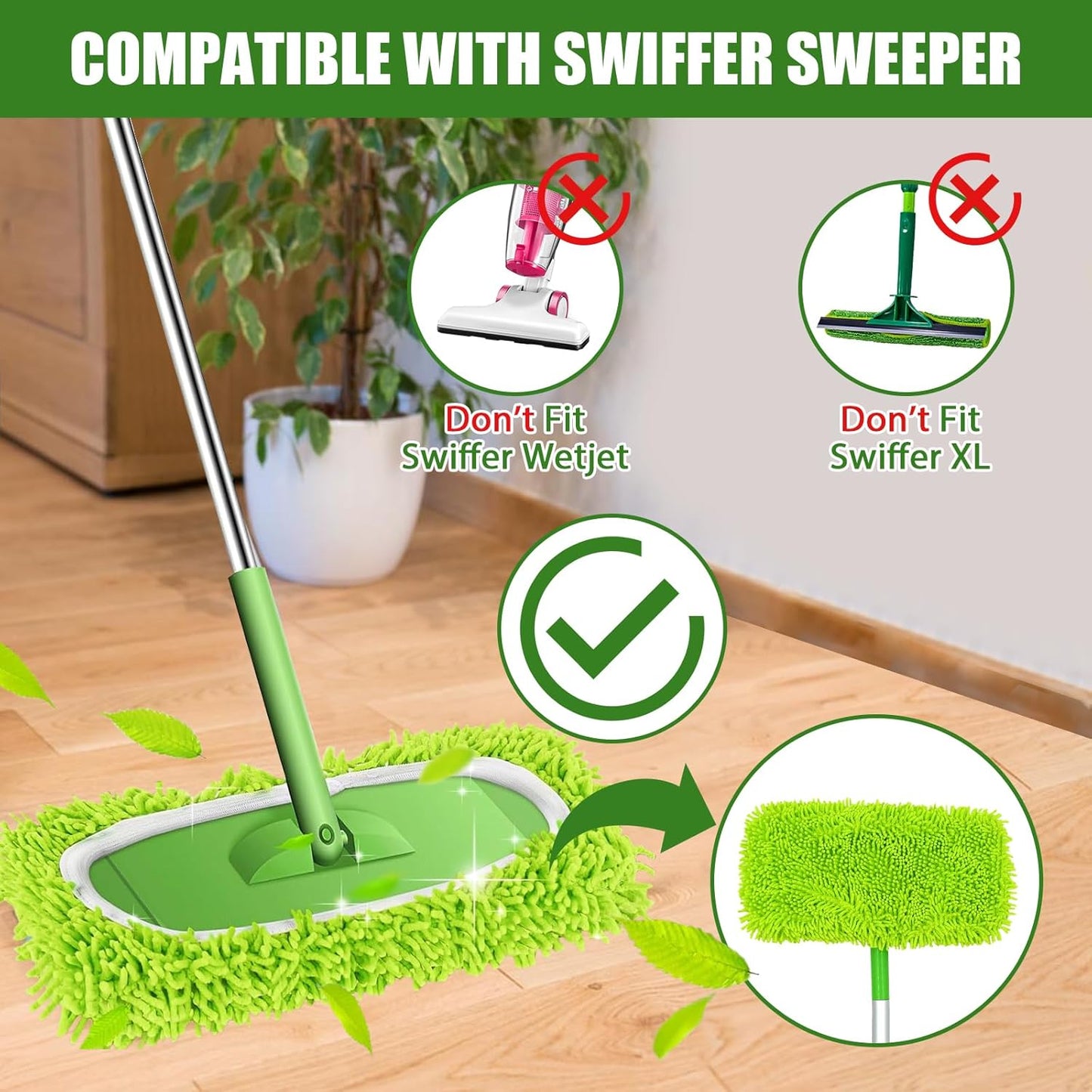 6 PCS Reusable Microfiber Mop Pads for Swiffer