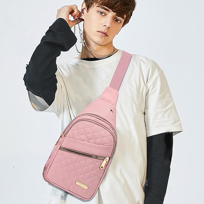Solid Color Quilted Casual Chest Bag