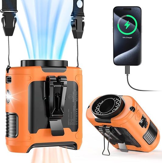 ✨5in1 Portable Waist Fan🔥USB Rechargeable Personal Fan with Phone Charging Function,Suitable for Outdoor Camping Travel Worksite✨