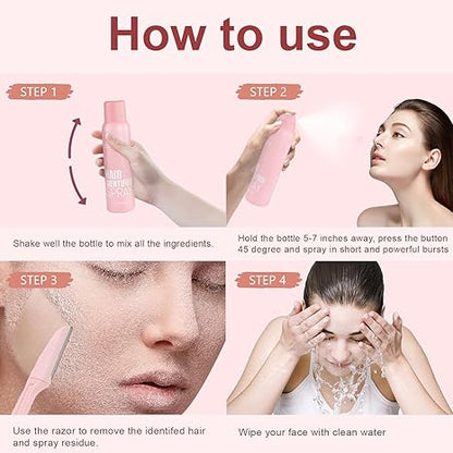 🌸🌸 Dermaplaning & Face Shaving – Hair Identifier Spray for Women's Facial Hair Removal 💖💆‍♀️