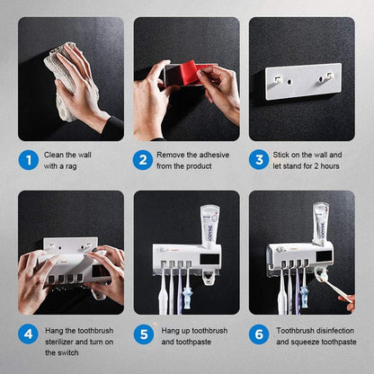3-in-1 UV Toothbrush Sterilizer + Dispenser