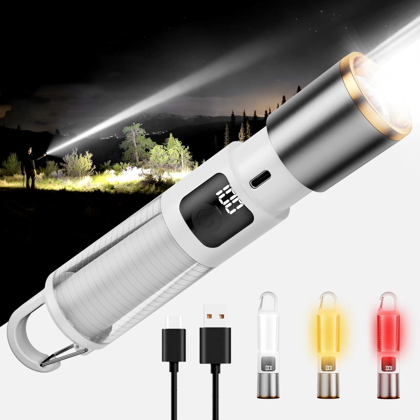 SKYFIRE LED Rechargeable Flashlight with Ambient Light