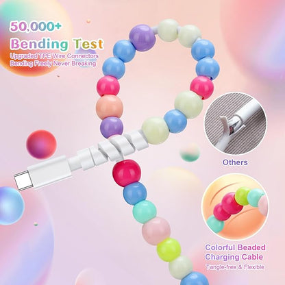 🔥 Beaded Charging Cords 🌈 Fit for all device USBC & Lightening or 2-in-1 data line Compatible ✨