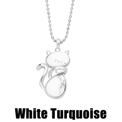 Natural Stone Cat Pendant