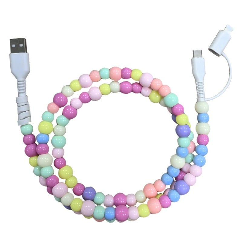 🔥 Beaded Charging Cords 🌈 Fit for all device USBC & Lightening or 2-in-1 data line Compatible ✨