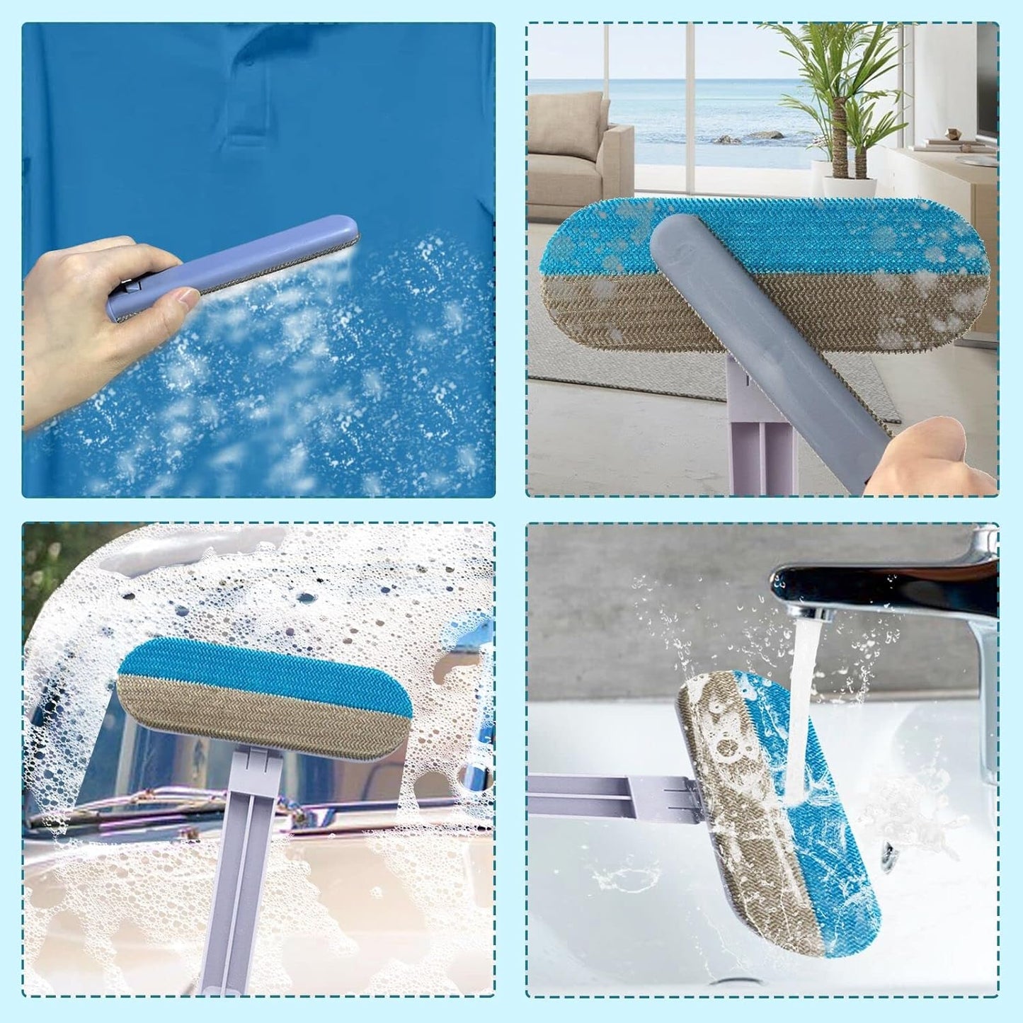 ✨🐾 Reusable Pet Hair Remover Brush – 4-in-1 Lint Cleaner for Dog & Cat Hair 🧹