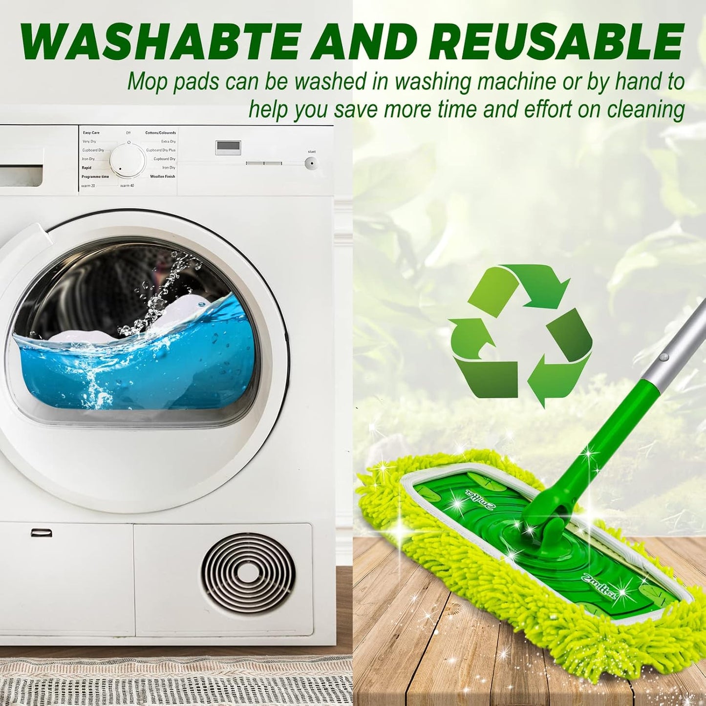 6 PCS Reusable Microfiber Mop Pads for Swiffer