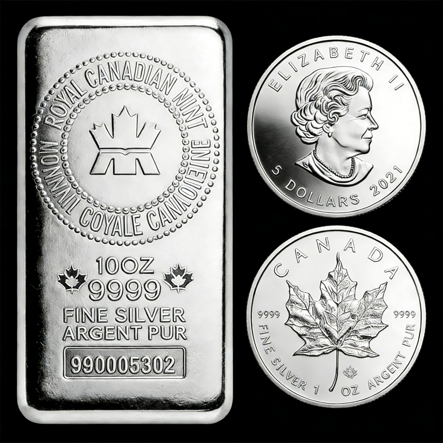 The Ultimate Canadian Silver Duo-10 Oz  Silver Bar + 1 Oz Silver Coin