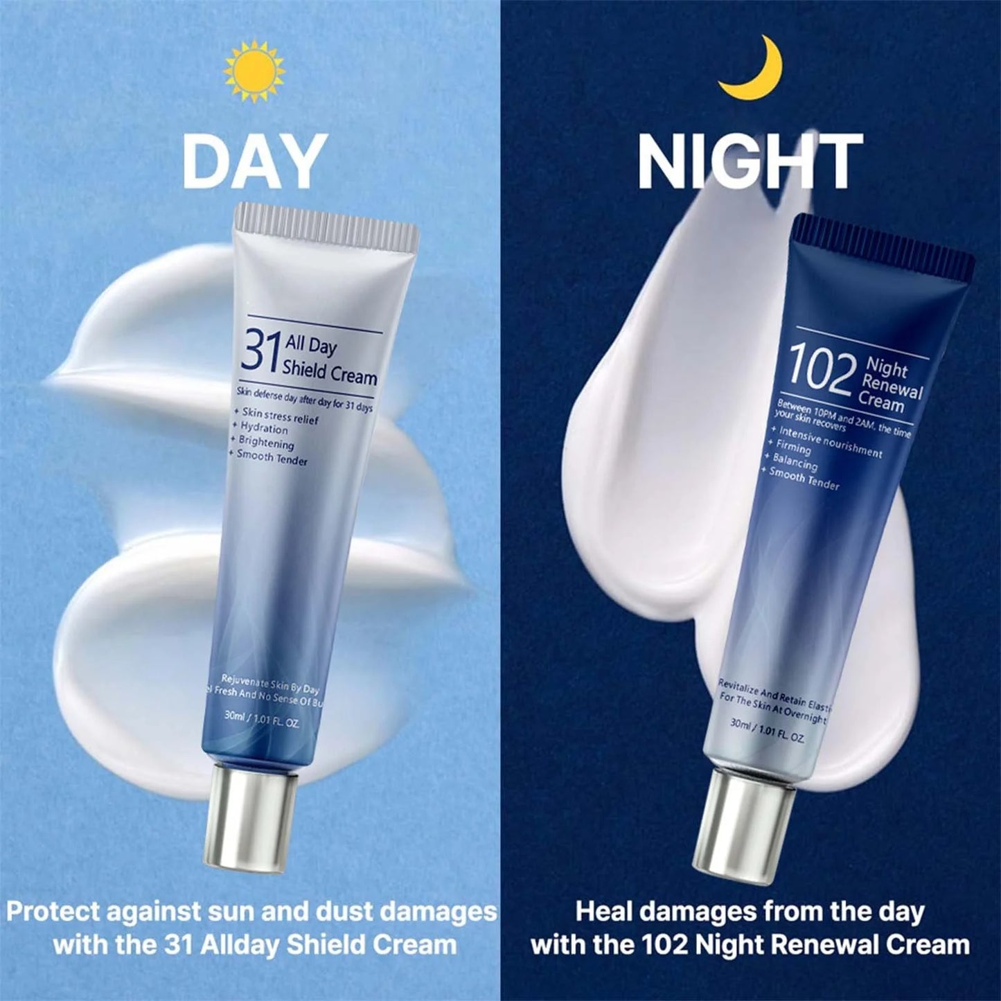 ✨31 All-Day Shield Cream & 102 Night Renewal Cream 🌞🌙Intensive Skin Care, Centella Asiatica And Niacinamide,All Skin Types🔥🔥