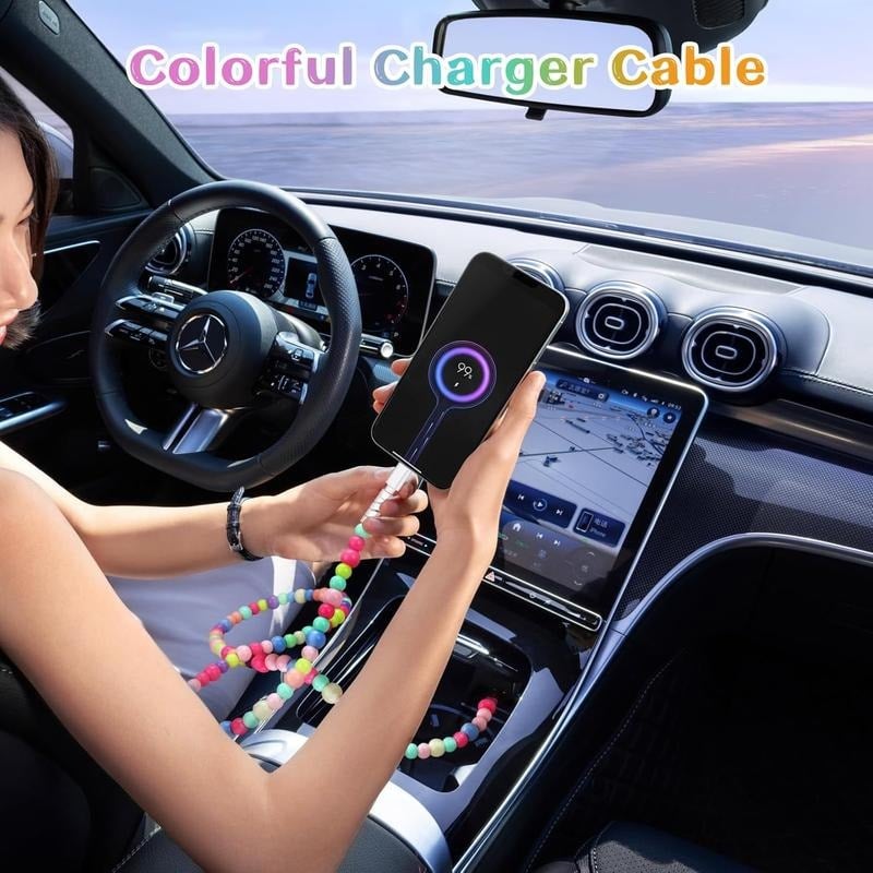 🔥 Beaded Charging Cords 🌈 Fit for all device USBC & Lightening or 2-in-1 data line Compatible ✨