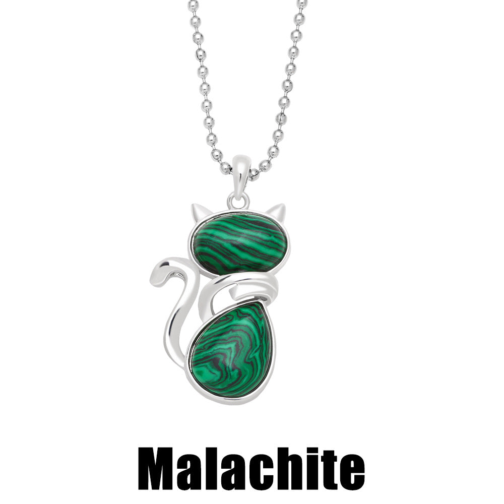 Natural Stone Cat Pendant