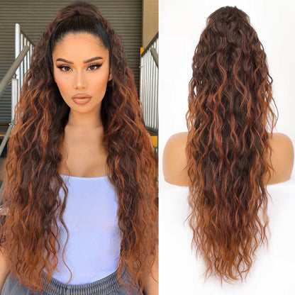 30-Inch Long Wavy Curly Hair False Ponytail