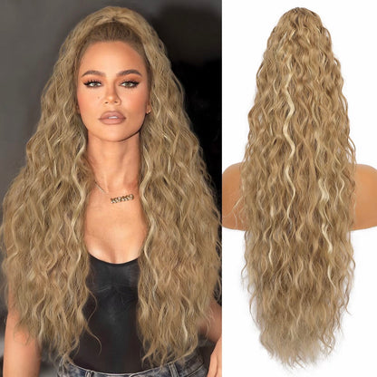 30-Inch Long Wavy Curly Hair False Ponytail