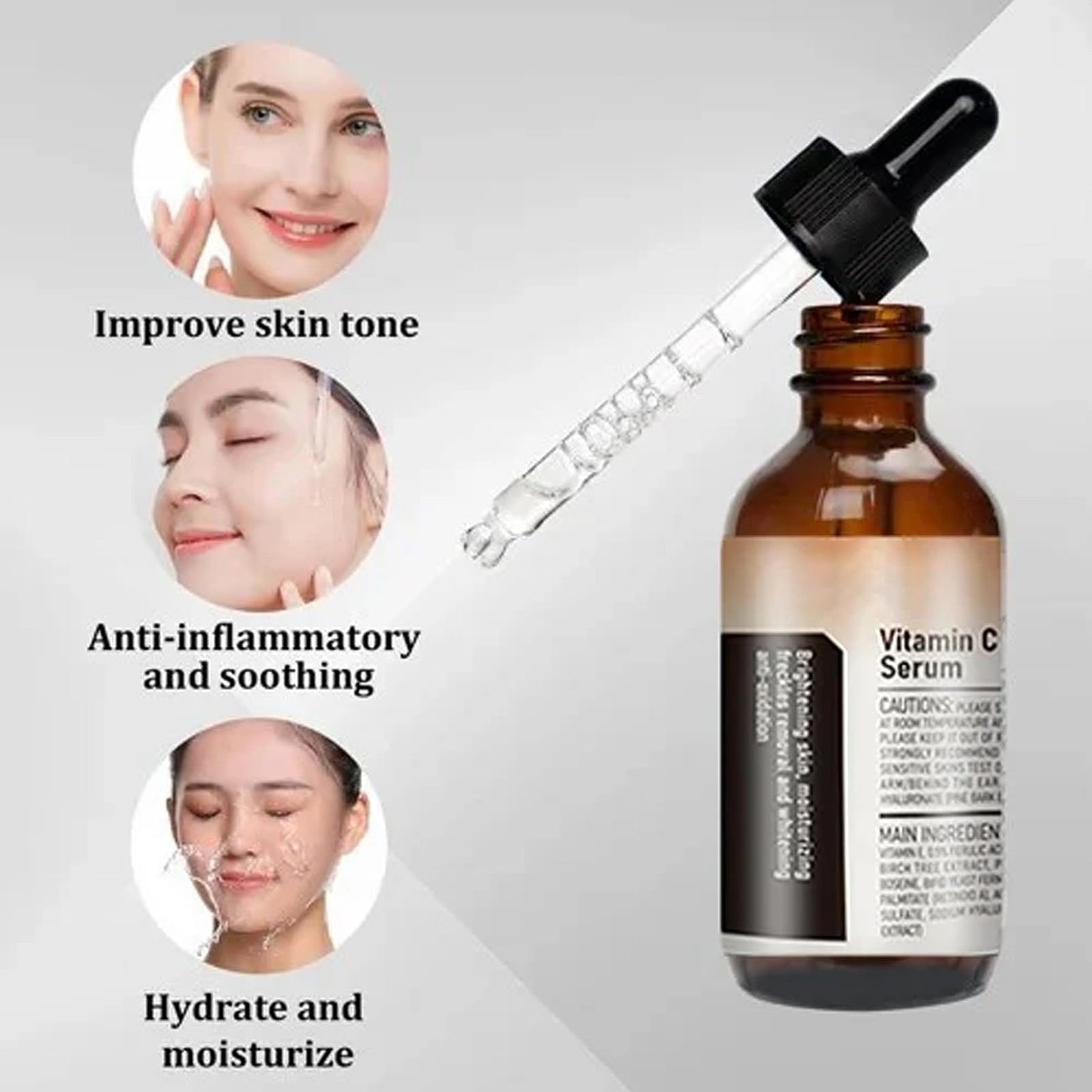 😃Vitamin C Facial Serum Essence, Hydration, Skin Moisturized（30ml）