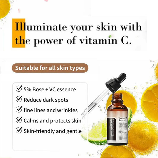 😃Vitamin C Facial Serum Essence, Hydration, Skin Moisturized（30ml）