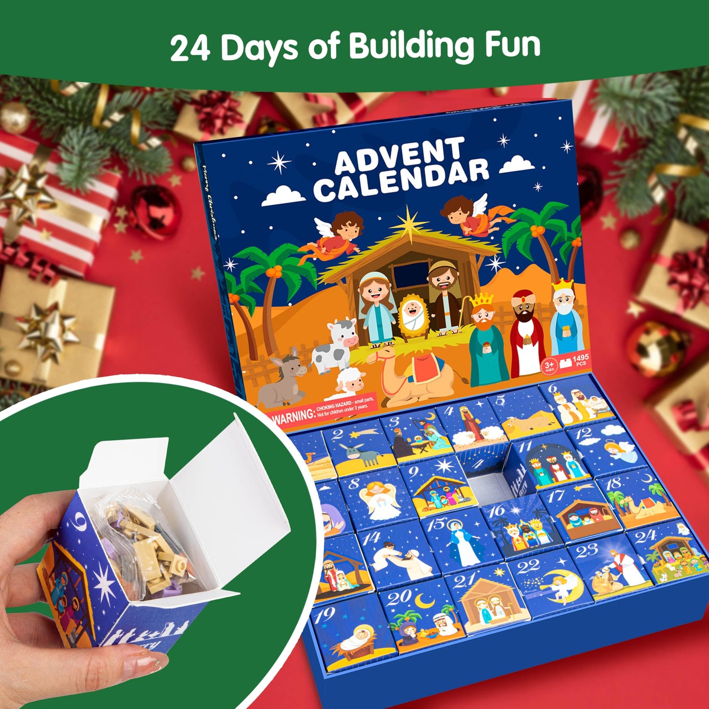 2025 Kids, 24 Days of Nativity Advent Calendar Building Blocks