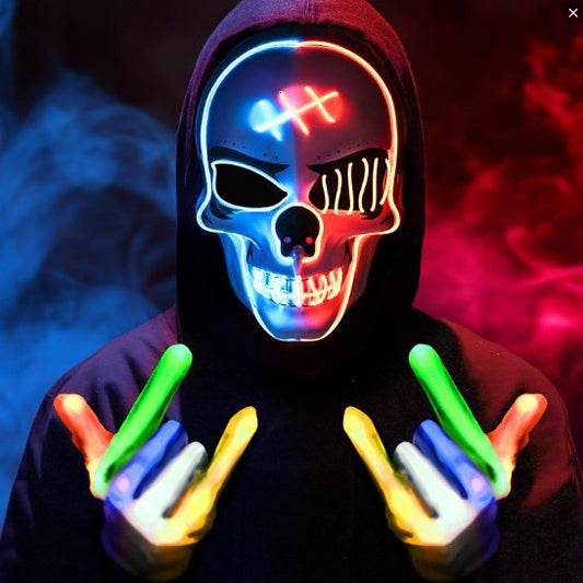 2025 New Halloween Scary LED Skeleton Mask