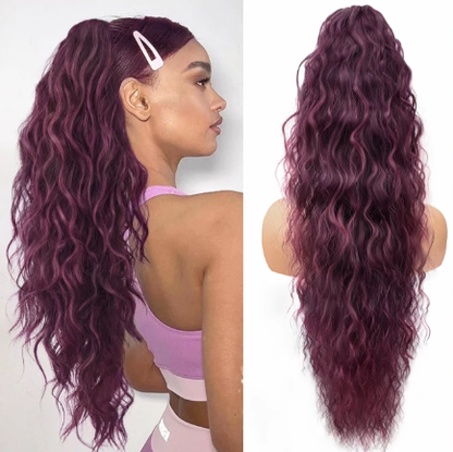 30-Inch Long Wavy Curly Hair False Ponytail