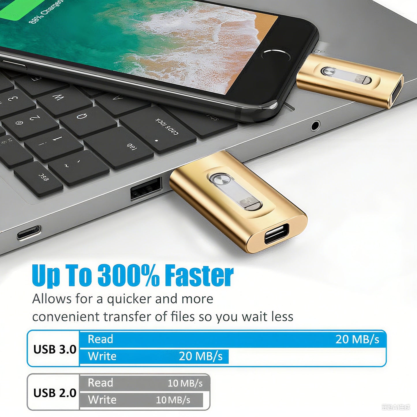 ⚡3 in 1 Flash Drive, Portable High Speed USB 3.0