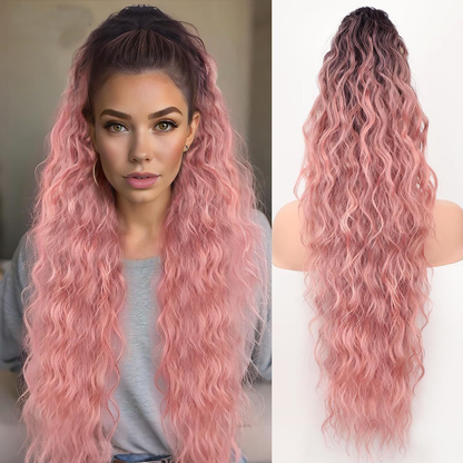 30-Inch Long Wavy Curly Hair False Ponytail